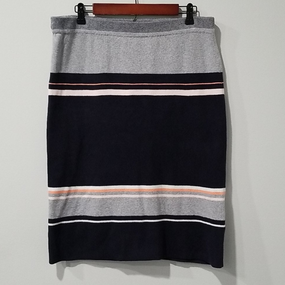 Ann Taylor Striped Knit Sweater Skirt SZ L